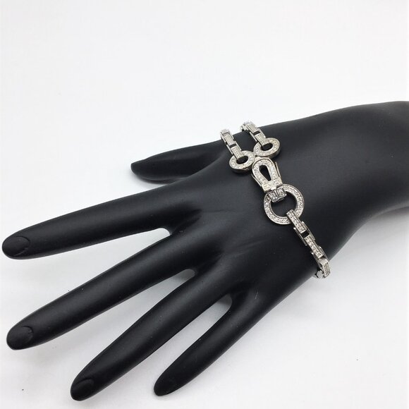 Diamond 14K White Gold Bracelet styled after rare Cartier Agrafe bracelet - Picture 7 of 8